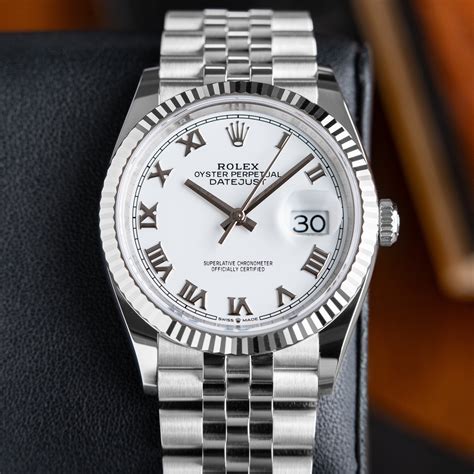 rolex datejust acciaio 36|Rolex Datejust 36mm white dial.